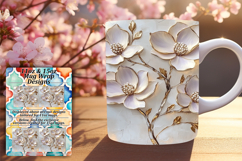 Elegant 15oz Mug Wrap Png Artwork , 3D Flower Product Image 1