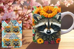 Raccoon &amp; Floral Design Wrap for 11oz/15oz Mug Product Image 1