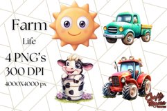 Kids Farm Clipart, Cute Farmer and Farm Animal PNG Product Image 1