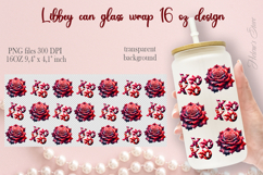 Valentines day pattern Libbey Can Glass Wrap 16oz design png Product Image 2