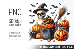 Spooky Cute Halloween Cupcakes Clipart PNG Bundle Product Image 15