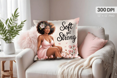 Afro Girl /Woman braided hair Pillow Design, Black Queen PNG Product Image 1