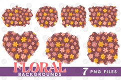 Retro Flowers Background Png Floral Paper Sublimation Bundle Product Image 1