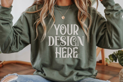 Christmas Gildan 18000 Forest Green Crewneck Sweatshirt Mock Product Image 1