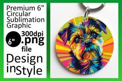 Playful Abstract Dog Round Design Keychain Sublimation Product Image 1