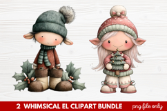 Whimsical Elf Clipart | Cute Christmas Elf PNG Illustration Product Image 1