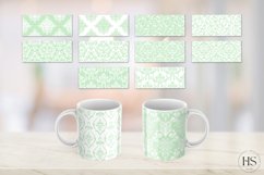 30 Green Damask Pattern Mug Sublimation PNG Bundle, Mug Wrap Product Image 3