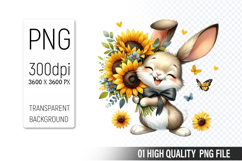 Cute Bunny, Animal Sublimation Clipart PNG Product Image 1