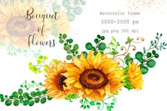 Watercolor Bouquet of Sunflowers Summer.Watercolor Clipart. Product Image 1