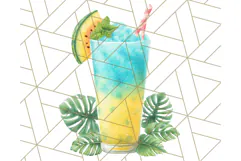Sky Blue and Sunshine Yellow Summer Clipart PNG, Tropical Product Image 4