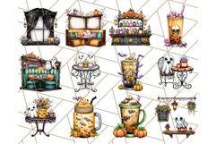 Ghost Café PNG Clipart, Cute Ghost Baristas Halloween Treats Product Image 8