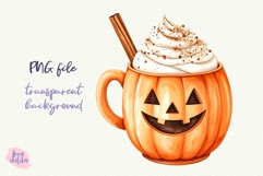 Pumpkin Spice Latte PNG Halloween Ghost Cafe Clipart Product Image 1