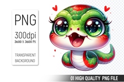 Cute Snake Clipart PNG, Printable Animals, Wildlife Design Product Image 1