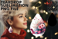 Joyful Teardrop Earrings Art PNG, Flowers Product Image 1