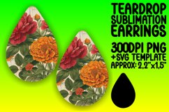 Vintage Flower Pattern Teardrop Earring Assortment PNG Product Image 1