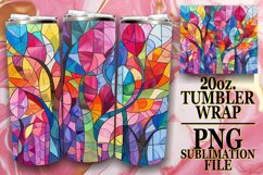 Colorful Stained Glass Tree Wrap 20oz Tumbler Sublimation Product Image 1