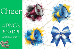 Cheerleader Clipart PNG with Glitter Pom and Color Splash Product Image 1