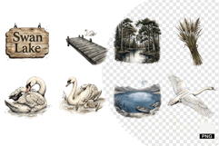 Autumn Swan Lake Clipart Product Image 1