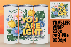BEAUTY 20oz Tumbler PNG Wrap , Flower Quote Product Image 1