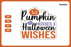 Funny Halloween Sticker | Pumpkin Kisses & Halloween Wishes Product Image 3
