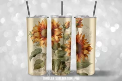 Sunflower Vintage Tumbler Wrap Sublimation Designs Product Image 4