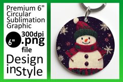 Stylish Round Design Keychain Template , Snowman Product Image 1