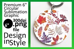Autumn Watercolor Round Design for Sublimation Keychain Product Image 1