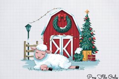 Cute Watercolor Christmas Farm Clipart PNG Product Image 1