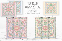 Cute pastel floral tiles straight tumbler 20oz wrap designs Product Image 1