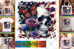 Joyful Tote Bag Art Ideas PNG, Skull USA Product Image 1