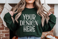 Forest Green Gildan 18500 Sweatshirt Mockup, Unisex mockups Product Image 1