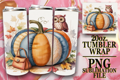 Cheerful escapes 20oz tumbler wrap, Pumpkin Watercolor Product Image 1