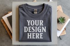 Charcoal Gildan 5000 Flat Lay Tshirt Mockup, G5000 mockup Product Image 1