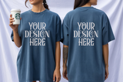 Denim Comfort Colors 1717 Front &amp; back T shirt Mockup Product Image 1