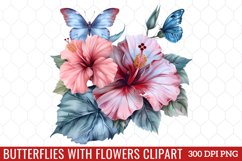 Butterflies With Flowers Clipart Product Image 1