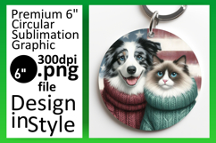 Unique Round Design Keychain Template , Dog and cat Product Image 1
