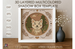Cute Cat Animal Colored Shadow box SVG Papercut template Product Image 1
