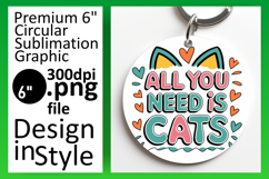 Vibrant Circle PNG for Keychains , Cat Quote Product Image 1