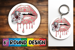 Cozy Round Car Coaster Magic, Dripping Lips Product Image 1
