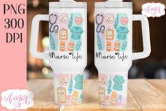 Nurse life 40oz tumbler wrap sublimation PNG, Nurse Tumbler Product Image 1