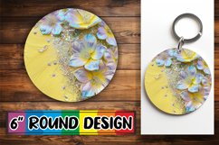 Shimmering Floral Bliss Sublimation Circle: Keychain, Coaste Product Image 1