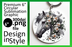 Artful Keychain Circle Design Template , Horse Product Image 1