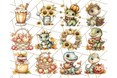 Fall Dinosaur PNG Clipart with Autumn Elements, Cute Dino Product Image 8