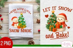 Christmas kitchen towel PNG, Cute winter snowman design Product Image 1