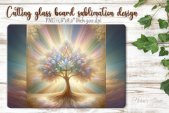 Pastel Iridescent Gold Tree glass kitchen cutting board PNG Product Image 1