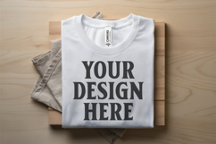 White Folded Bella Canvas 3001 Flat Lay T-Shirt Mockup Product Image 1