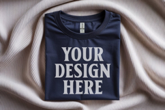 Gildan 64000 Navy Folded Tshirt Mockup Product Image 1
