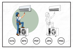 HVAC Service Cartoon Character Design Illustration Product Image 1