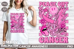 Peace Out Cancer | Breast Cancer Awareness Sublimation Png Product Image 1