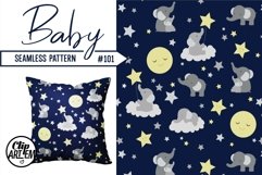 Cute Baby Seamless Pattern Elephant Navy Gray Good Night Product Image 1